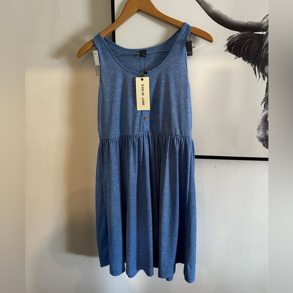 Womens Button Front A-line Spring Summer Casual Sleeveless High Waist Sundress